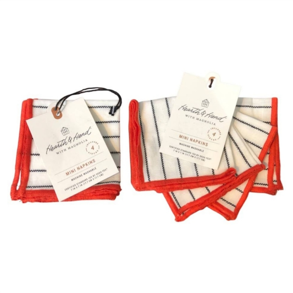 Set of 2 Hearth and Hand With Magnolia Mini Napkins 100% cotton BRAND NEW